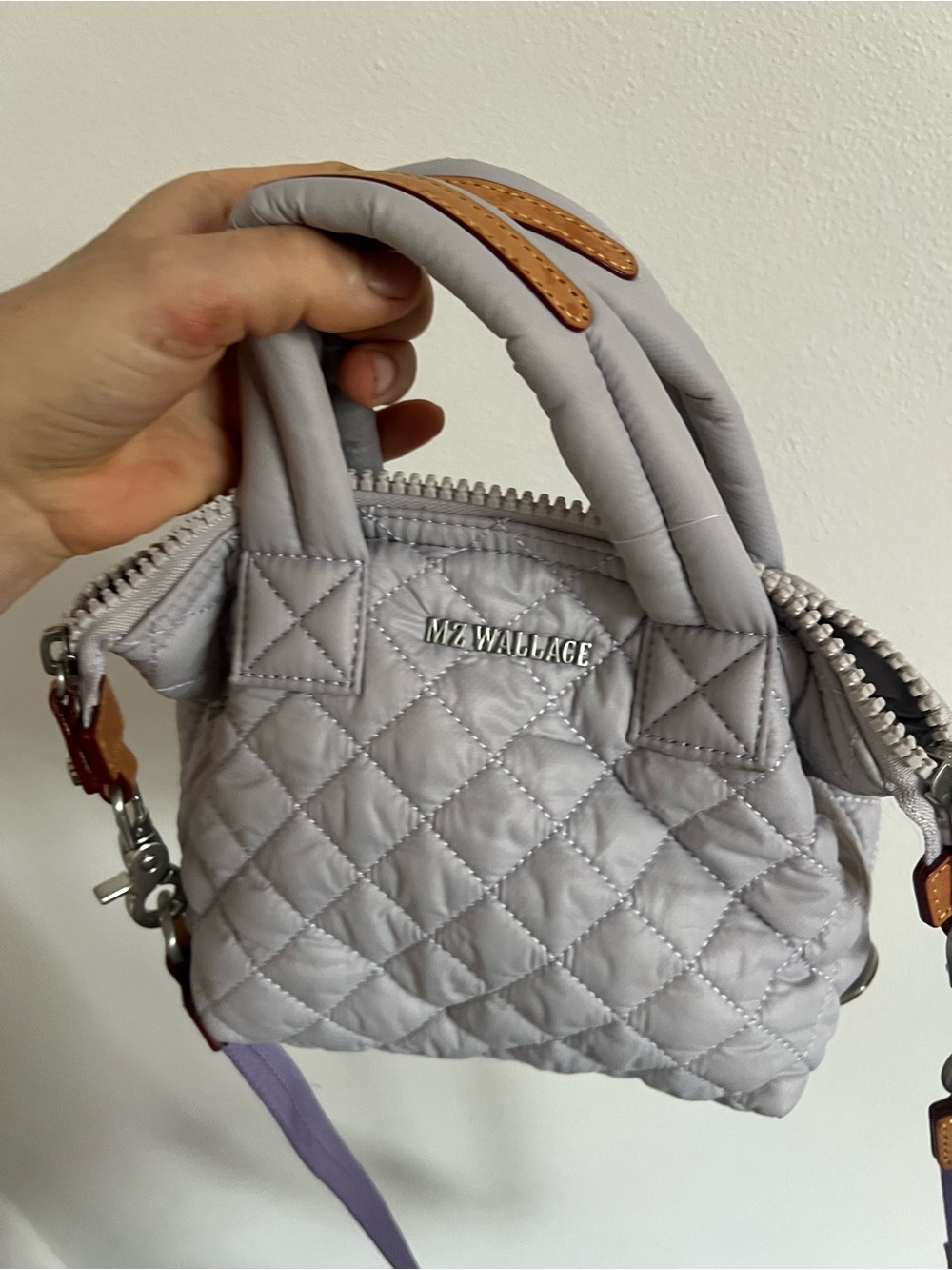 MZ Wallace Lilac Micro Quilted Sutton Crossbody Satchel - Picture 3 of 8